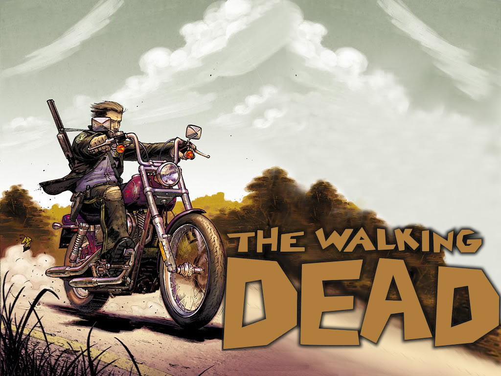 the walking dead comic wallpaper,motorcycle,vehicle,motorcycling,motocross,motorcycle racing