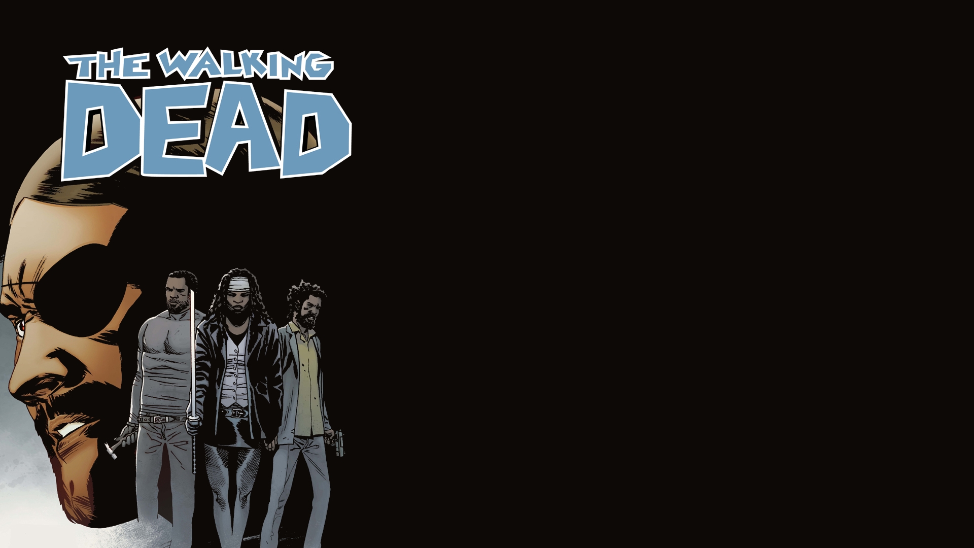 the walking dead comic wallpaper,font,photography,animation,fictional character,style