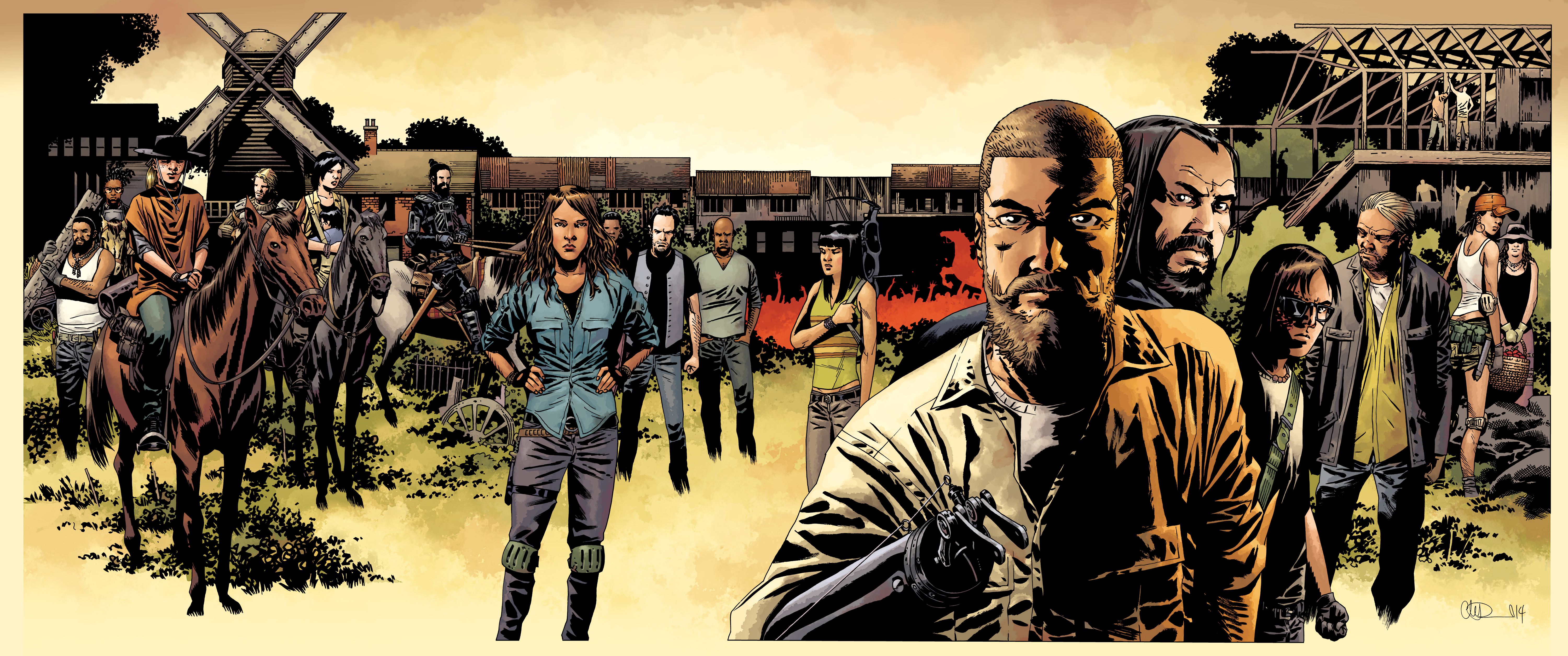 the walking dead comic wallpaper,action adventure game,movie,art,photography,shooter game