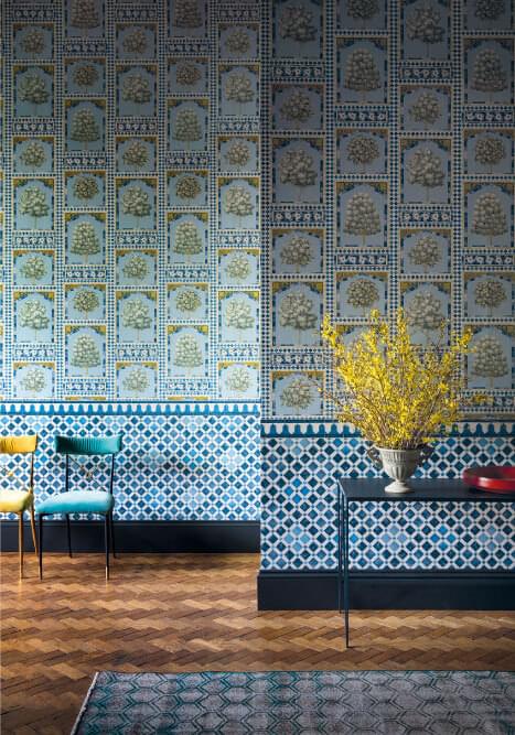 moroccan inspired wallpaper,tile,floor,wall,blue,wallpaper