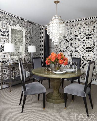 moroccan inspired wallpaper,room,dining room,furniture,interior design,property