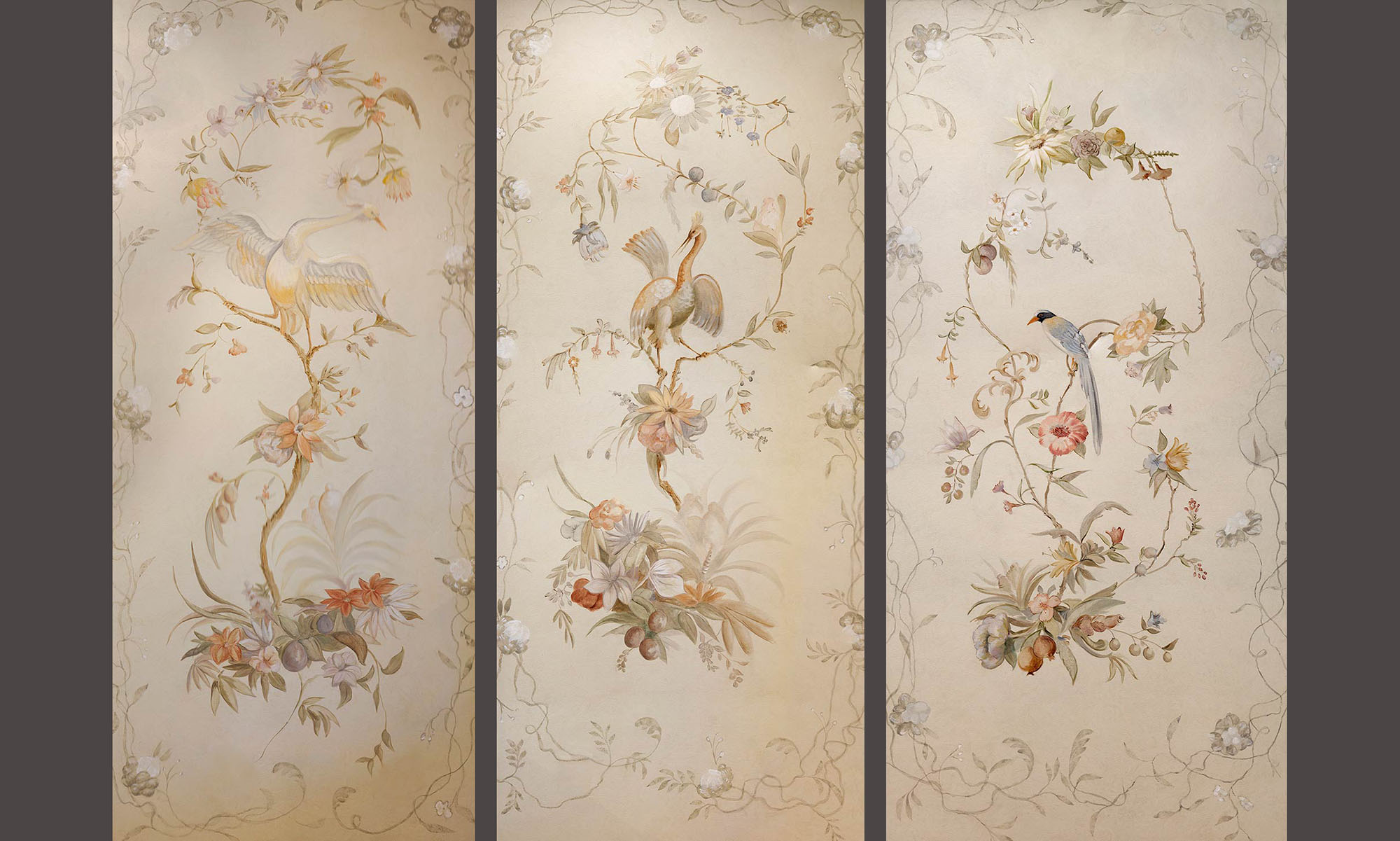 french style wallpaper,modern art,room divider,painting,art,plant