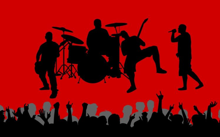 music band wallpaper,people,red,font,silhouette,crowd