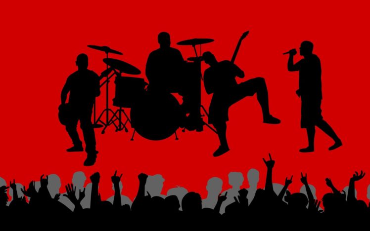 musikband wallpaper,menschen,rot,schriftart,silhouette,menge