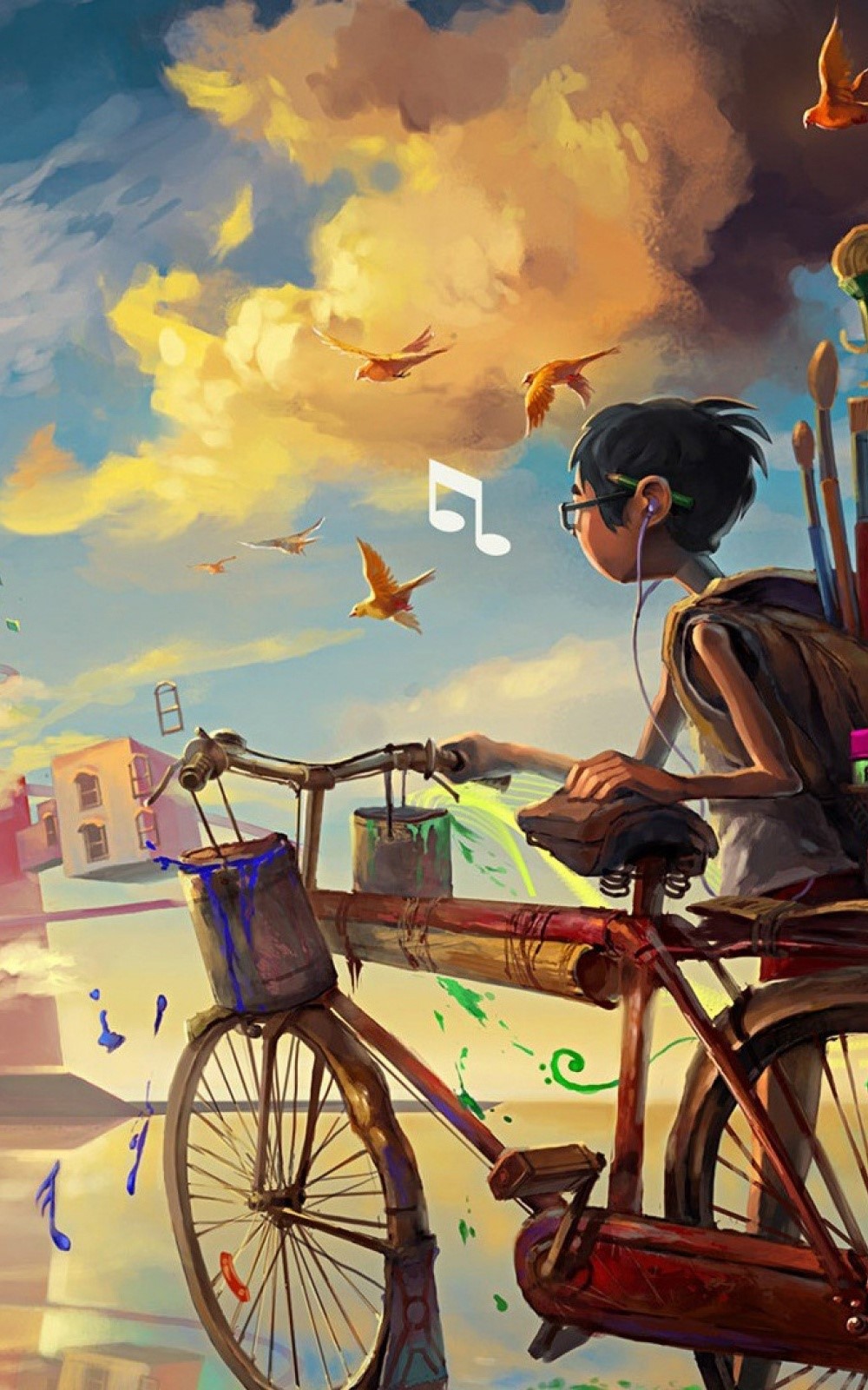 안드로이드에 대한 hd 음악 배경 화면,삽화,자전거,차량,인력거,하늘