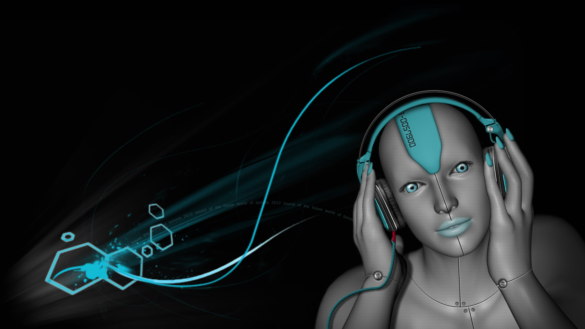 music 3d wallpaper,headphones,face,blue,audio equipment,head