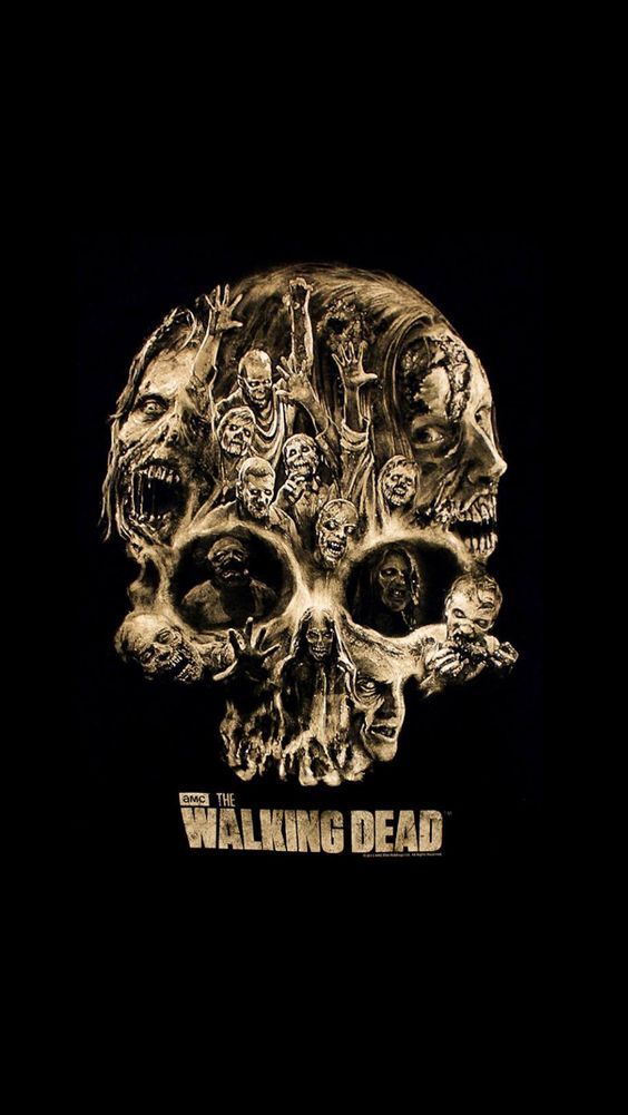 walking dead phone wallpaper,skull,bone,head,t shirt,font