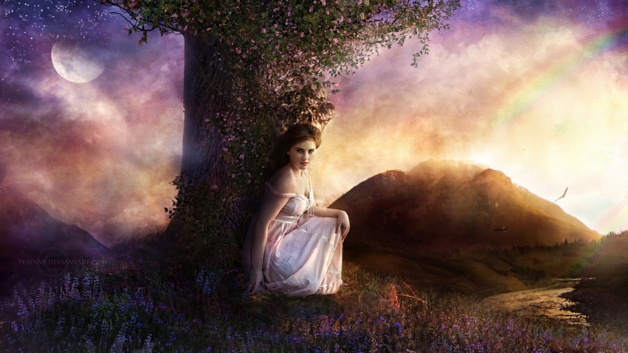 dream girl wallpaper,sky,atmospheric phenomenon,cg artwork,atmosphere,daydream