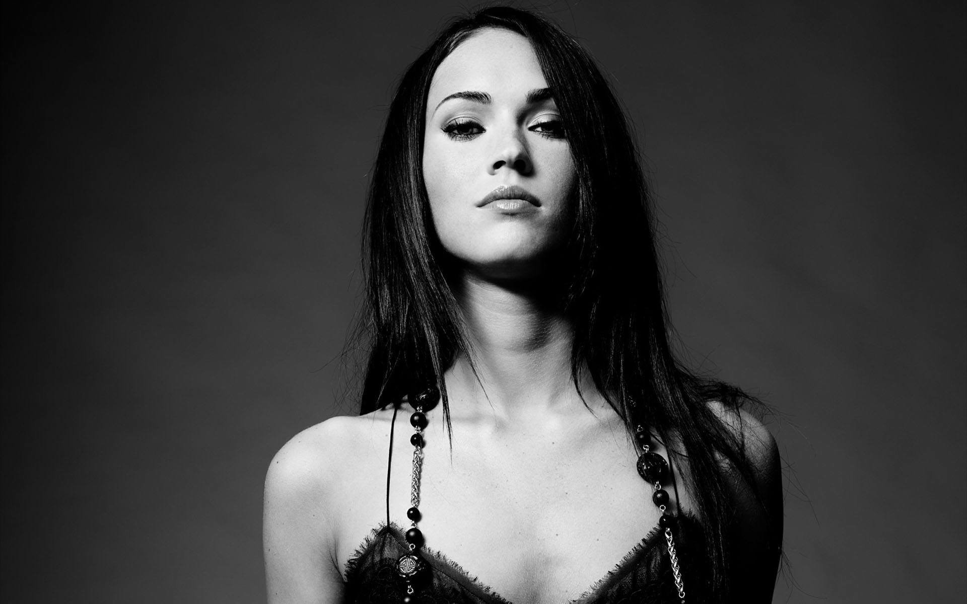 megan fox supergirl wallpaper,hair,face,photograph,black,black and white