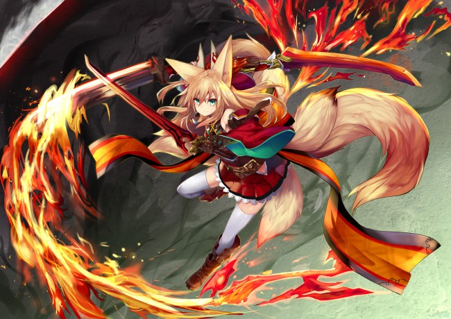 anime fox wallpaper,fictional character,cg artwork,anime,demon,illustration