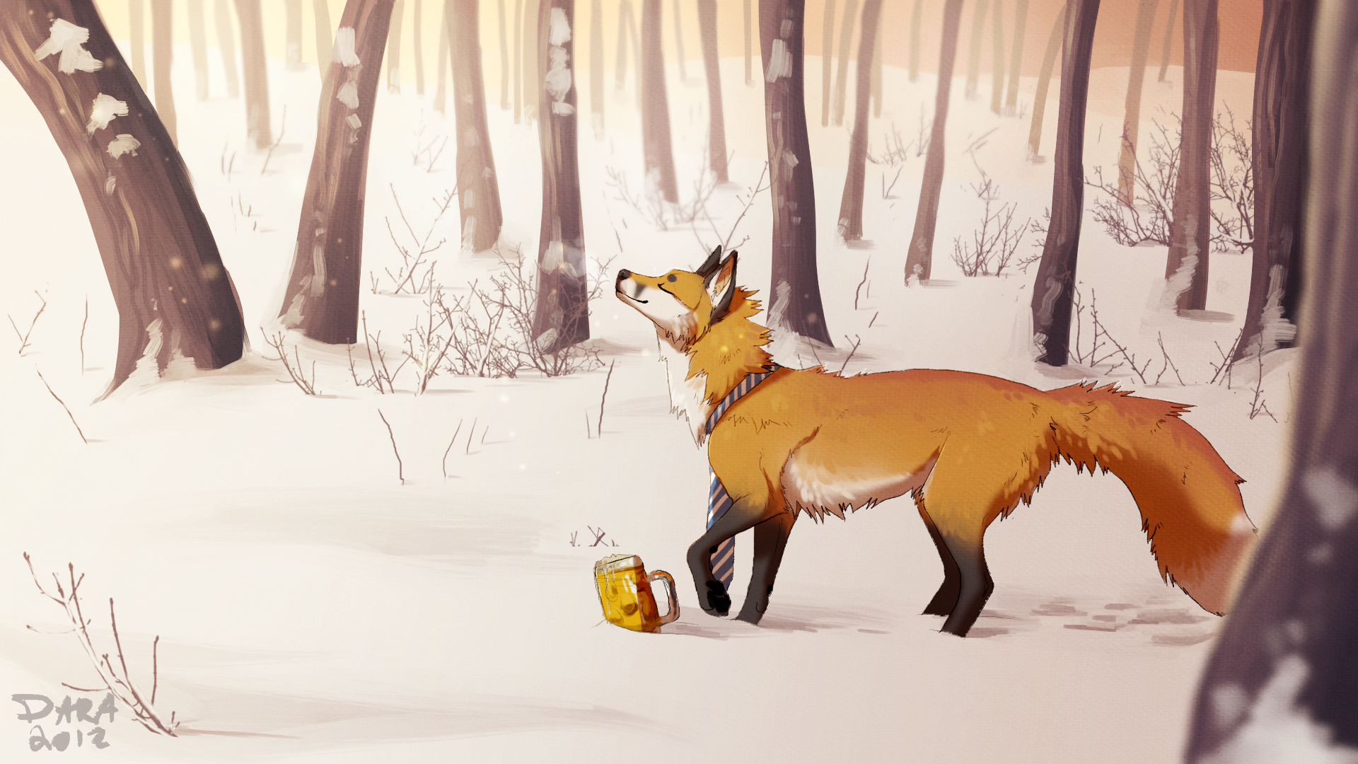fondo de pantalla de anime fox,zorro rojo,zorro,invierno,nieve,fauna silvestre
