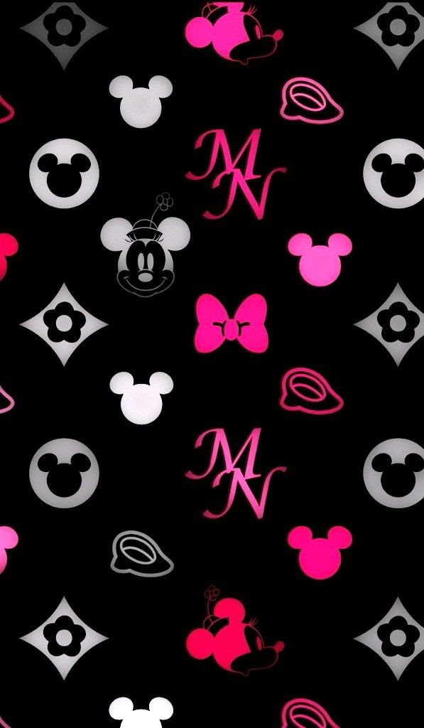 미키 마우스 벽지,분홍,무늬,심장,디자인,폰트