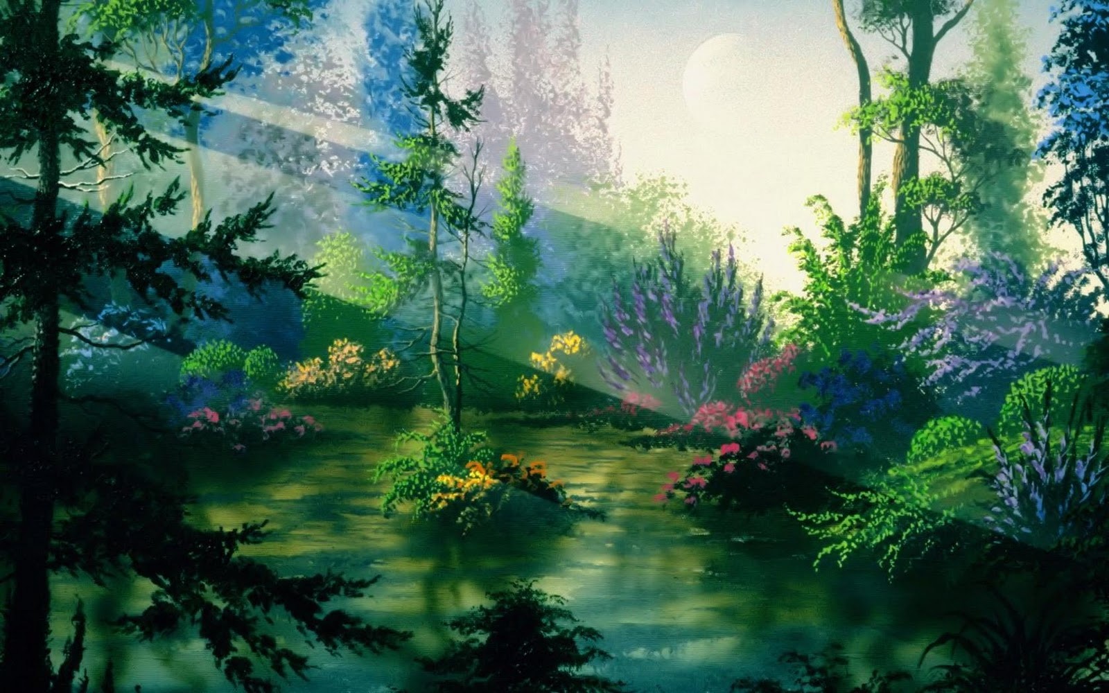 papel tapiz de fantasía,paisaje natural,naturaleza,verde,pintura,selva