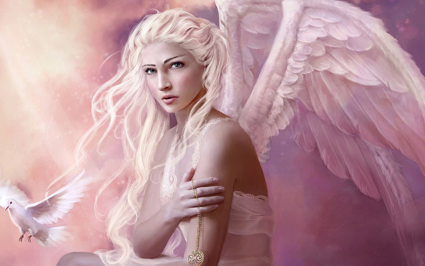 天使の壁紙,天使,cgアートワーク,超自然的な生き物,美しさ,ピンク