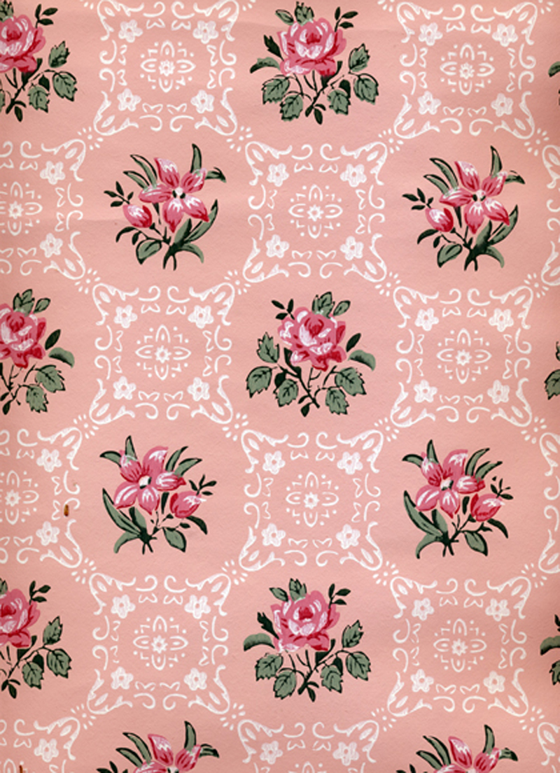 vintage wallpaper,pink,pattern,peach,floral design,pedicel