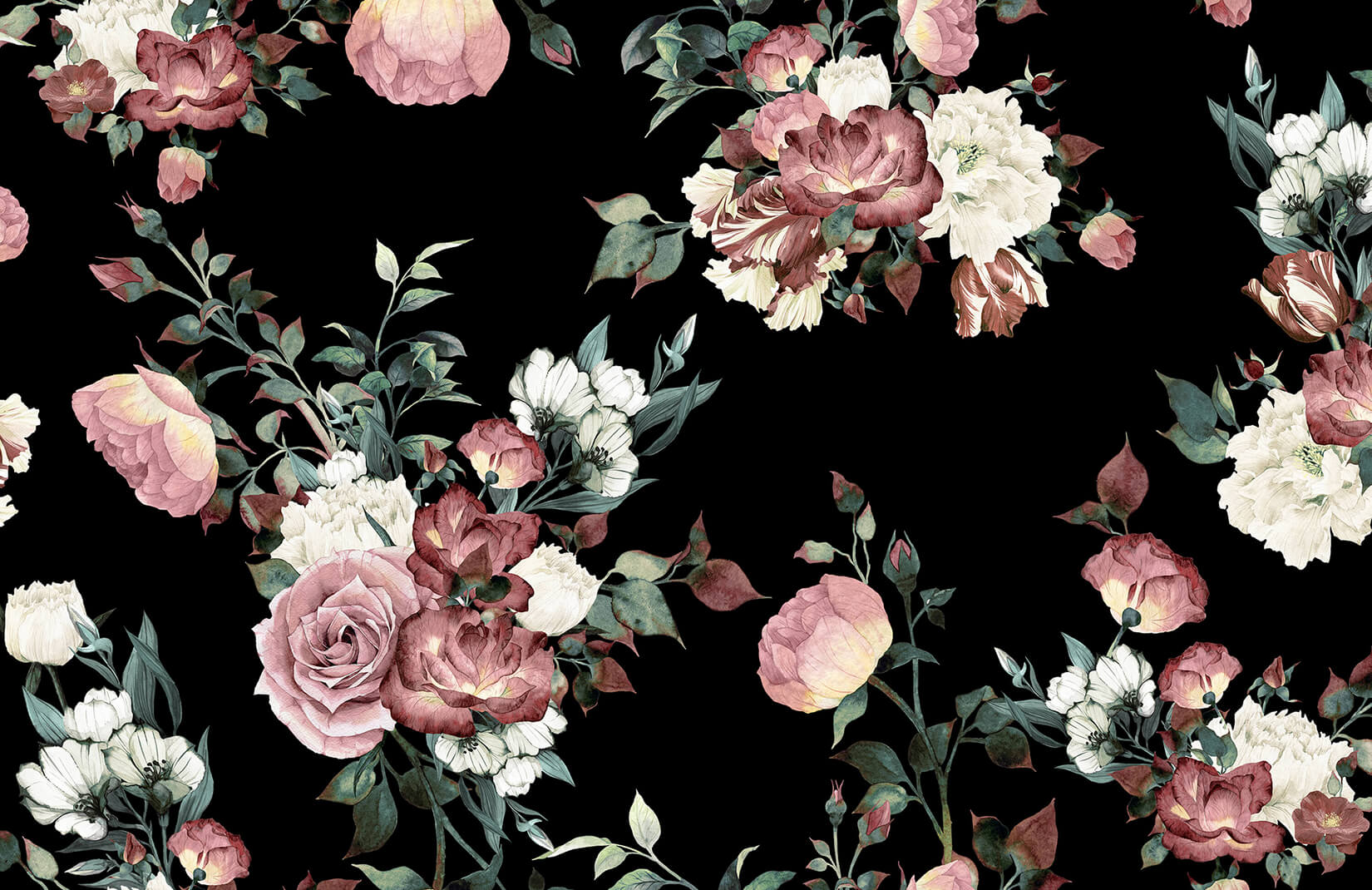 floral wallpaper,flower,pink,garden roses,rose,rose family