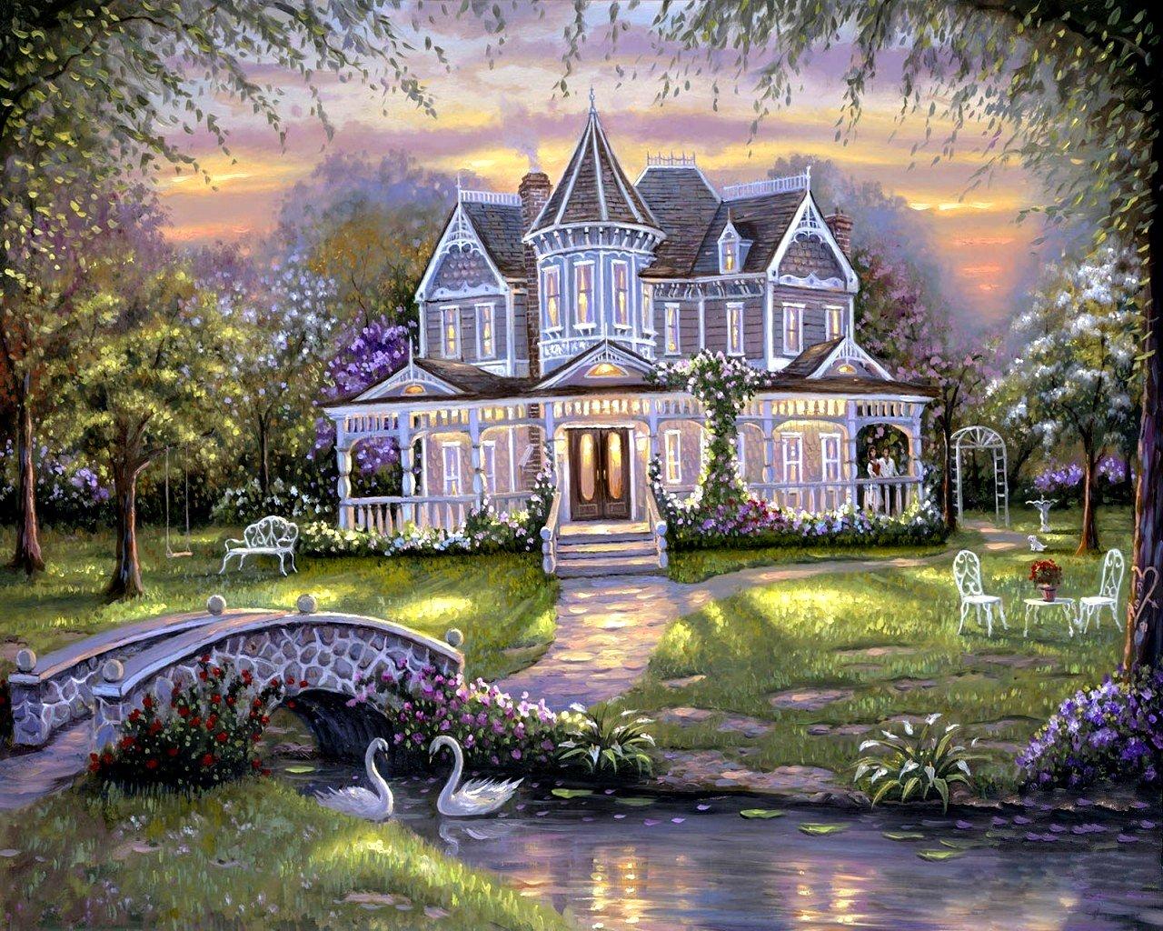 papier peint maison,la nature,maison,maison,architecture,violet
