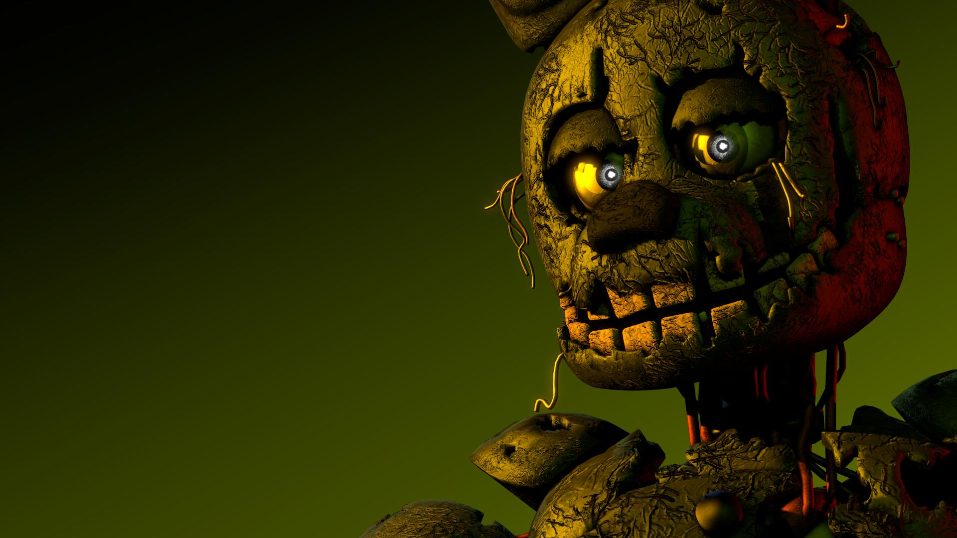 springtrap wallpaper,yellow,eye,animation,close up,fictional character