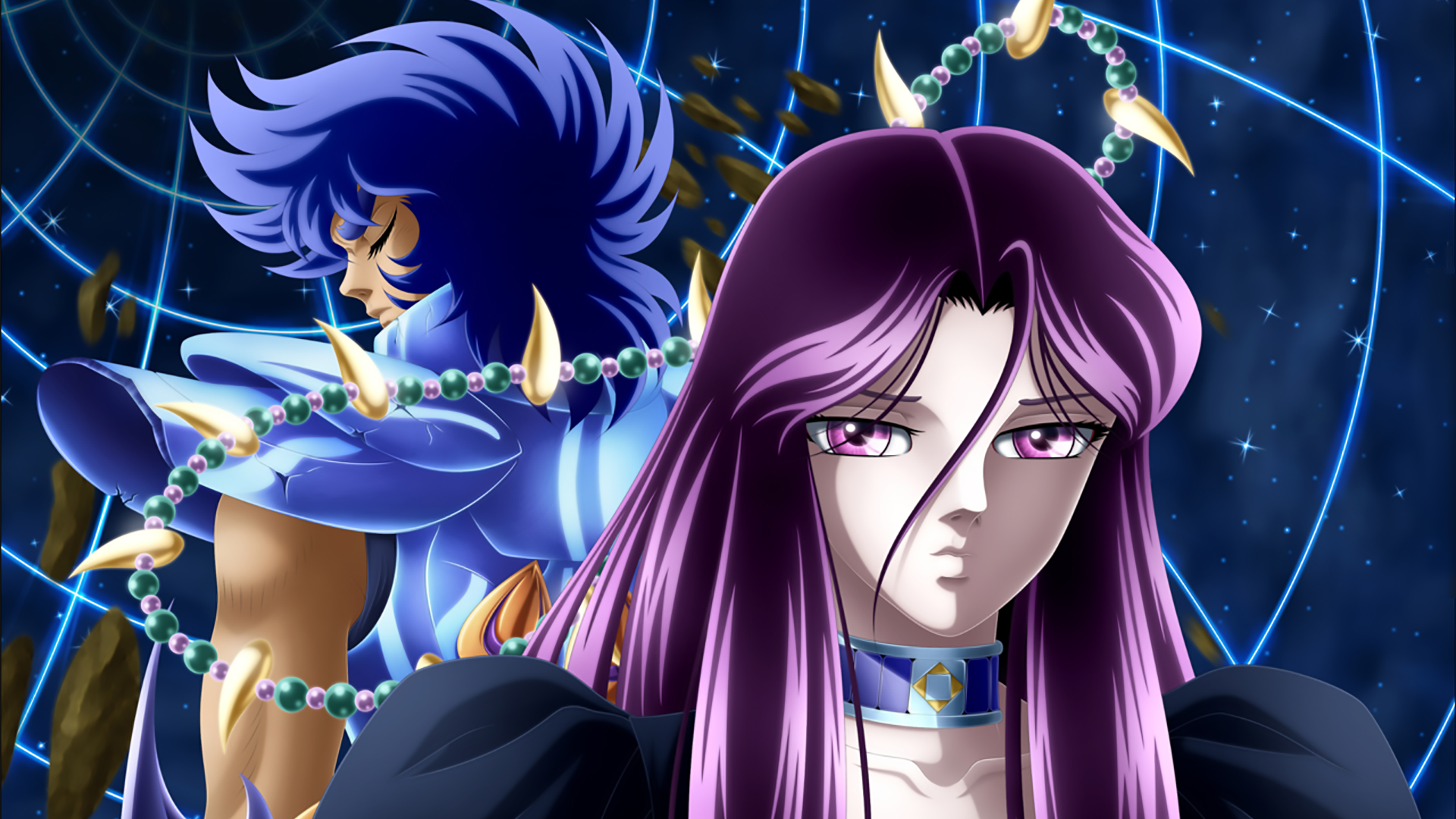 sfondi caballeros del zodiaco,cartone animato,anime,cg artwork,viola,capelli neri