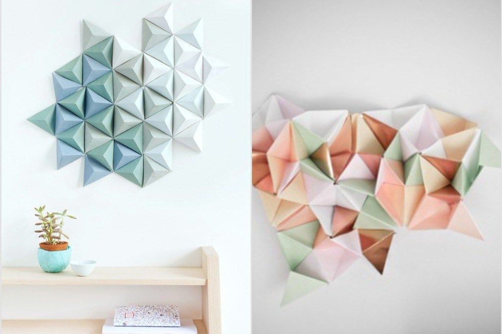 cara membuat wallpaper dinding dari kertas kado,art paper,origami,origami paper,paper,triangle