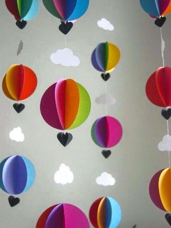 cara membuat壁紙dinding dari kertas kado,バルーン,熱気球,パーティー用品,パターン,設計