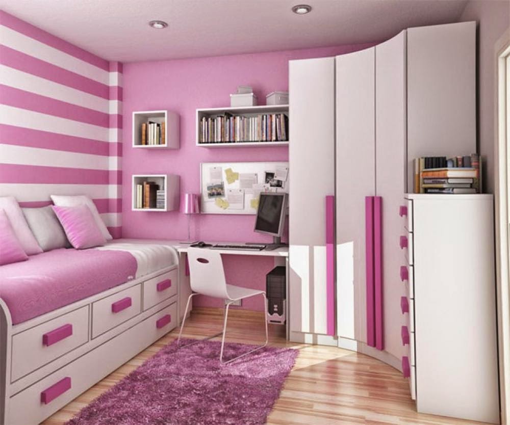 카라 membuat 배경 dinding dari kertas kado,가구,방,분홍,침대,인테리어 디자인