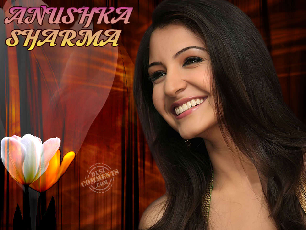 anushka sharma hd wallpaper,album cover,plant,smile,flower