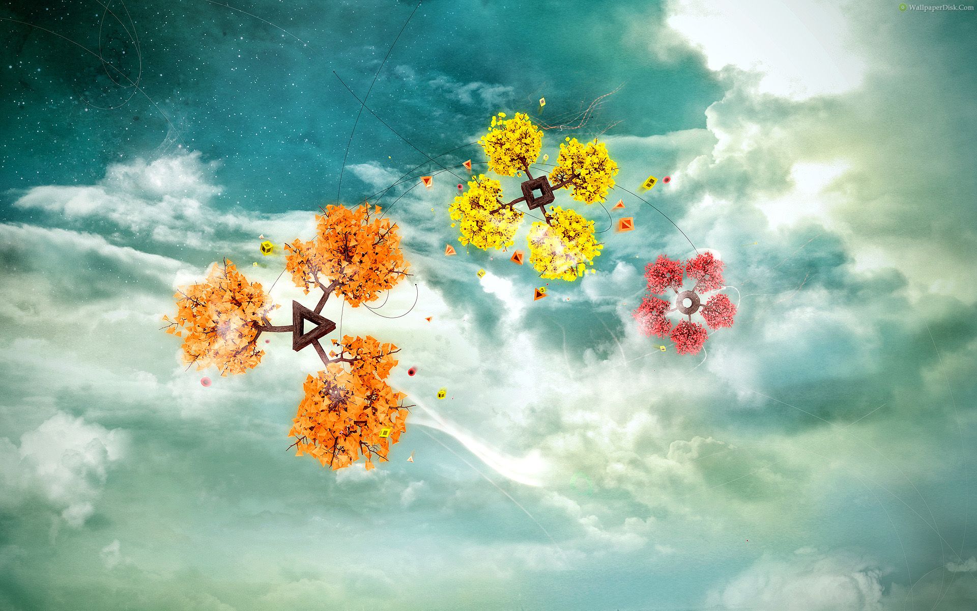 creative wallpaper,sky,daytime,cloud,flower,plant