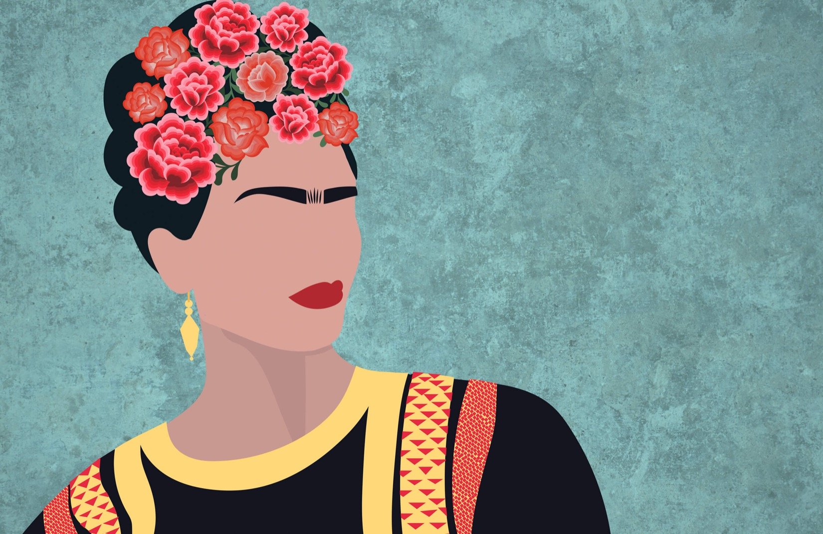 frida kahlo wallpaper,hair,red,illustration,art,animation