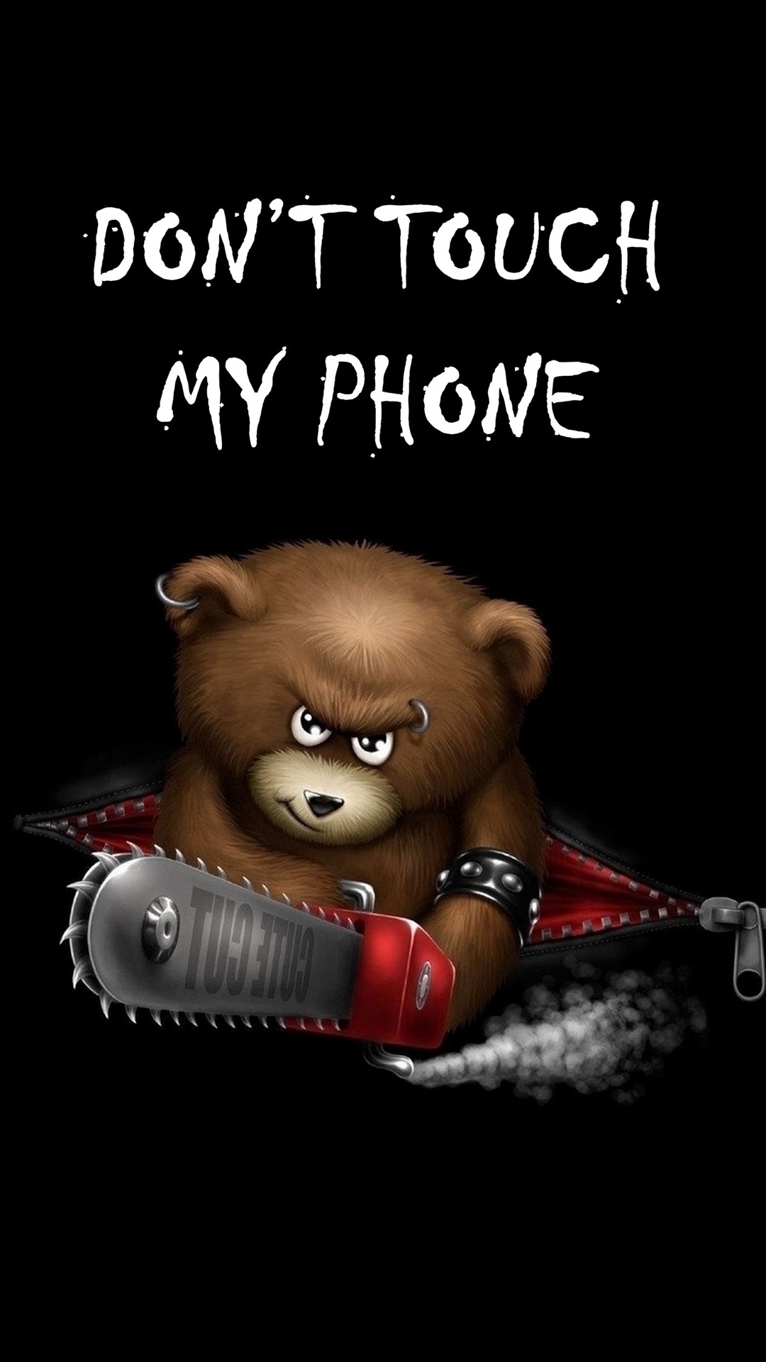 don t touch my phone wallpaper hd,cartoon,text,animation,teddy bear,animated cartoon