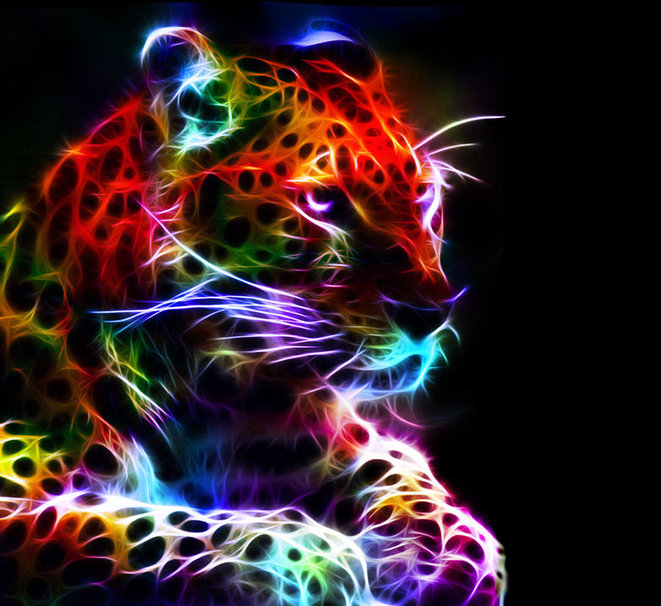 leuchtende live wallpaper,neon ,fraktale kunst,wasser,grafikdesign,felidae