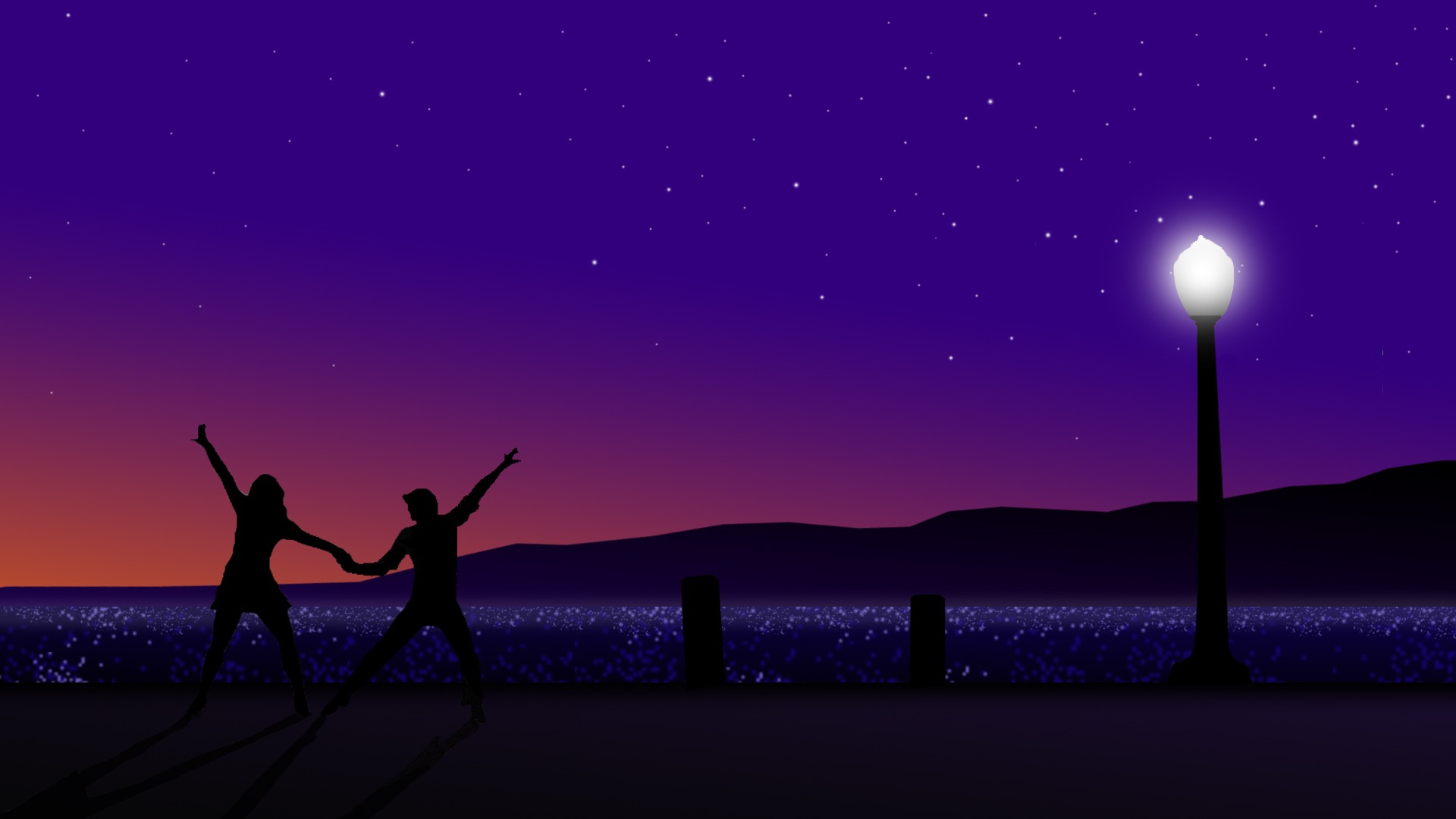 la la land wallpaper,sky,purple,light,night,horizon