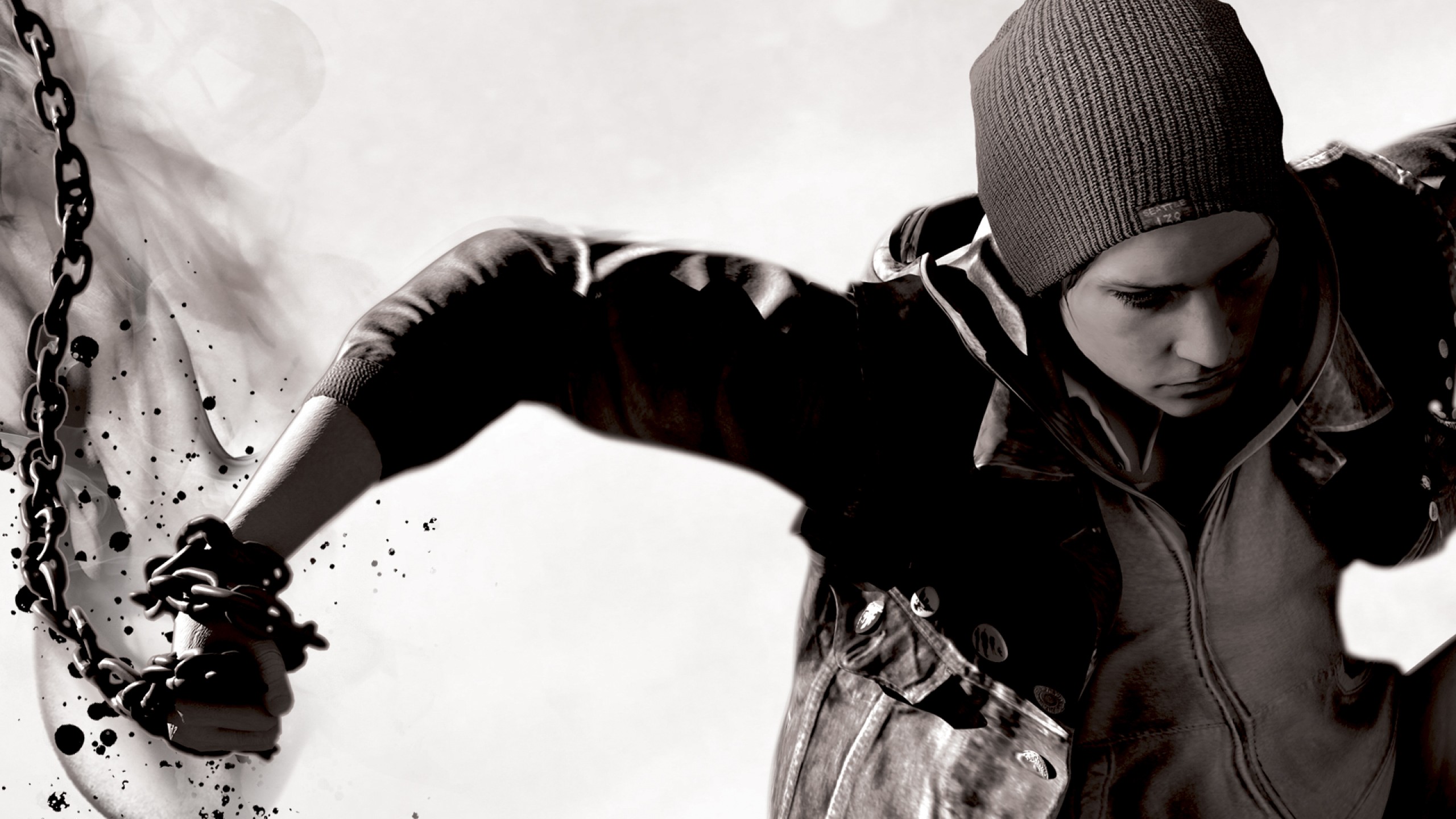 infamous second son wallpaper,black and white,beauty,cool,fashion,monochrome