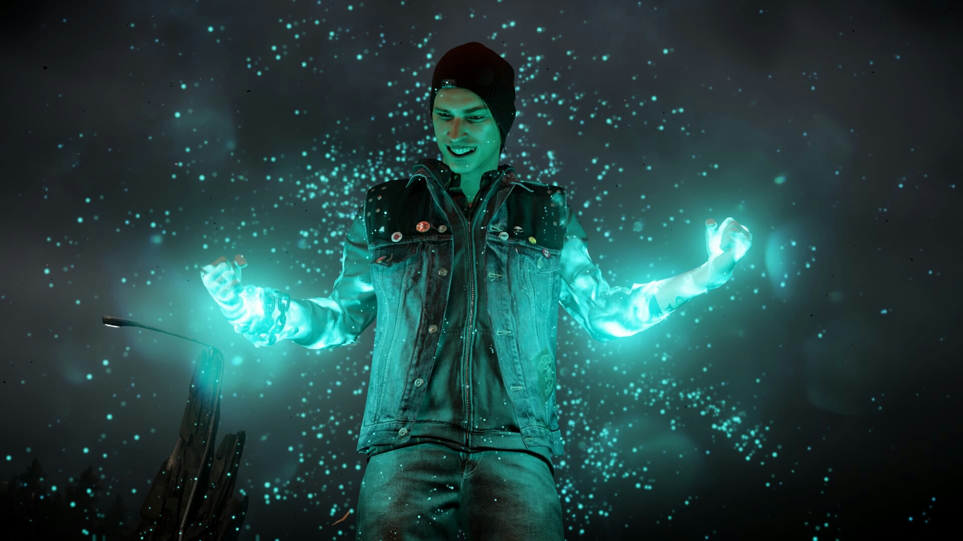 infamous second son wallpaper,green,darkness,digital compositing,space,cg artwork