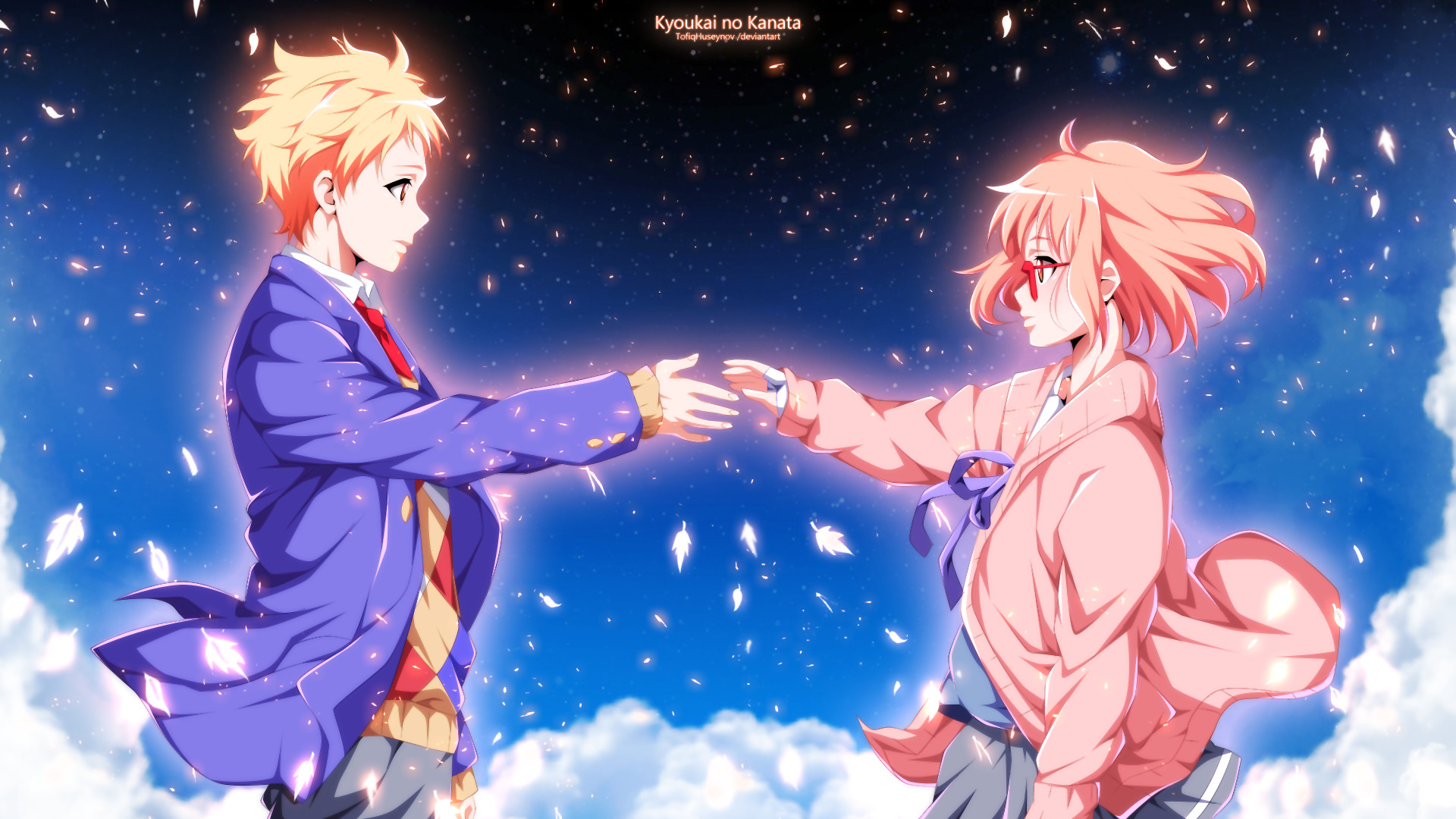 kyoukai no kanata fond d'écran,anime,dessin animé,ciel,oeuvre de cg,espace