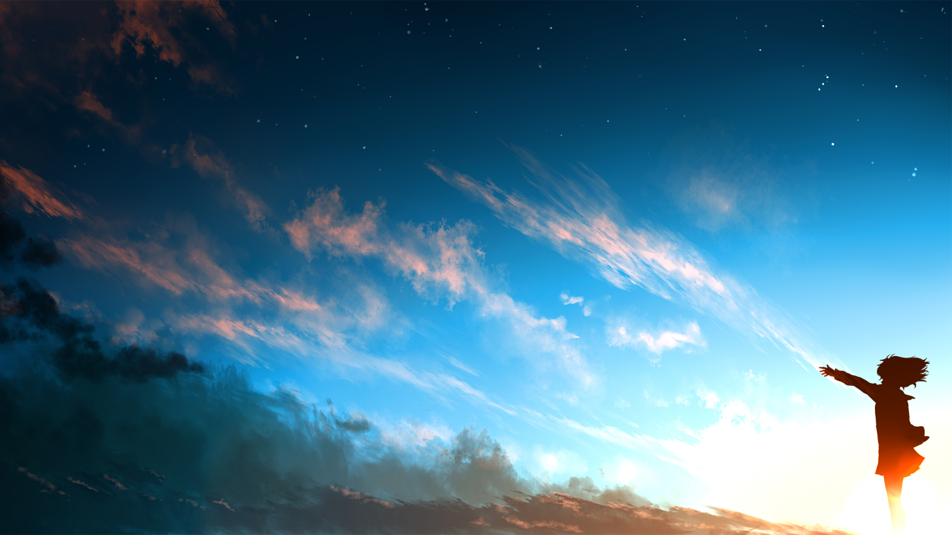 fondo de pantalla de kyoukai no kanata,cielo,nube,azul,atmósfera,ligero