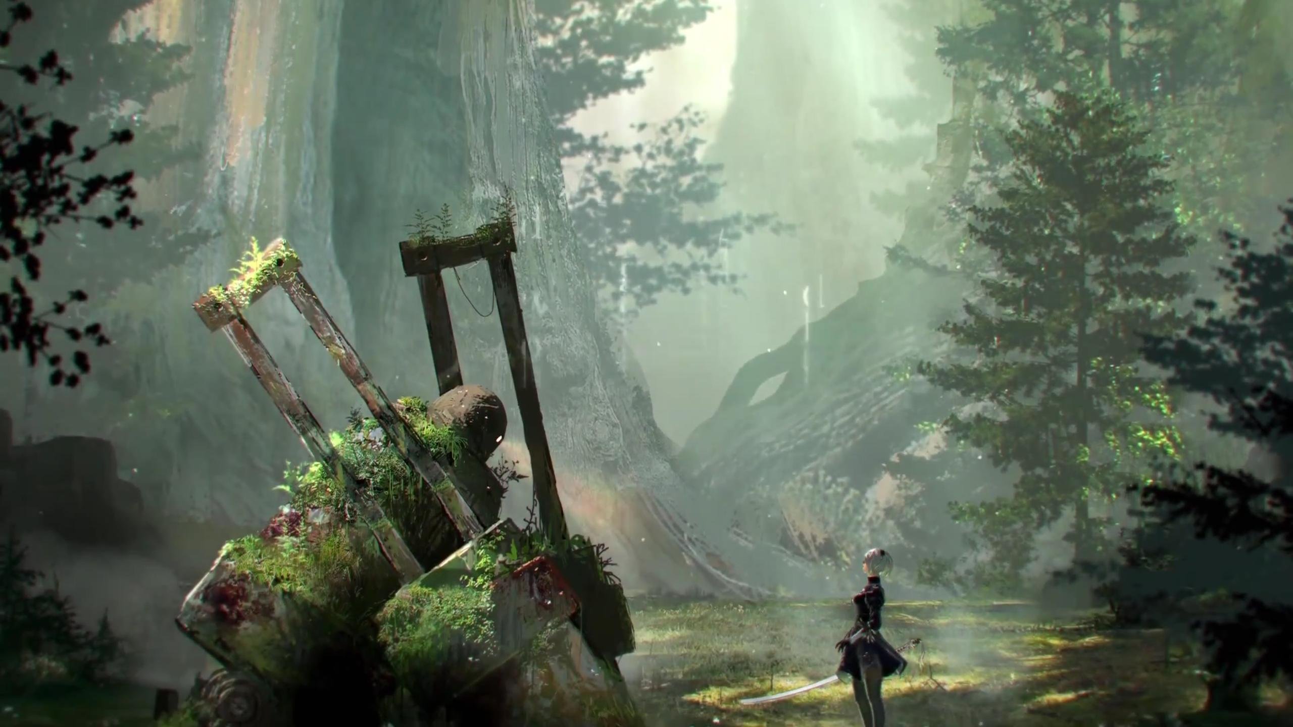 nier wallpaper,action adventure game,pc game,natural environment,forest,biome