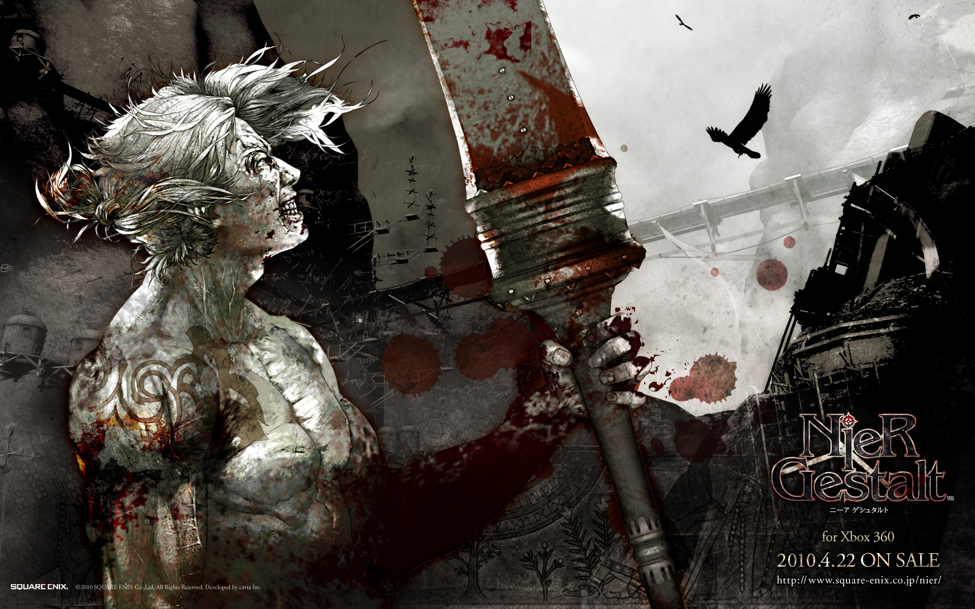 nier wallpaper,cg artwork,graphic design,pc game,illustration,digital compositing