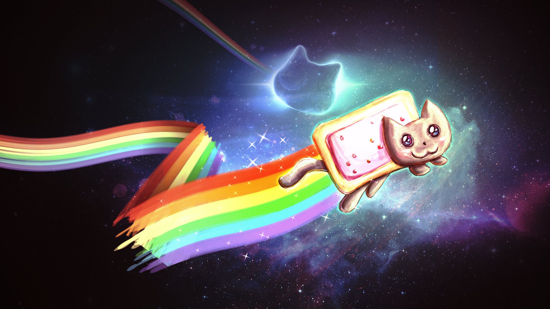 nyan cat wallpaper,graphic design,cartoon,illustration,font,space