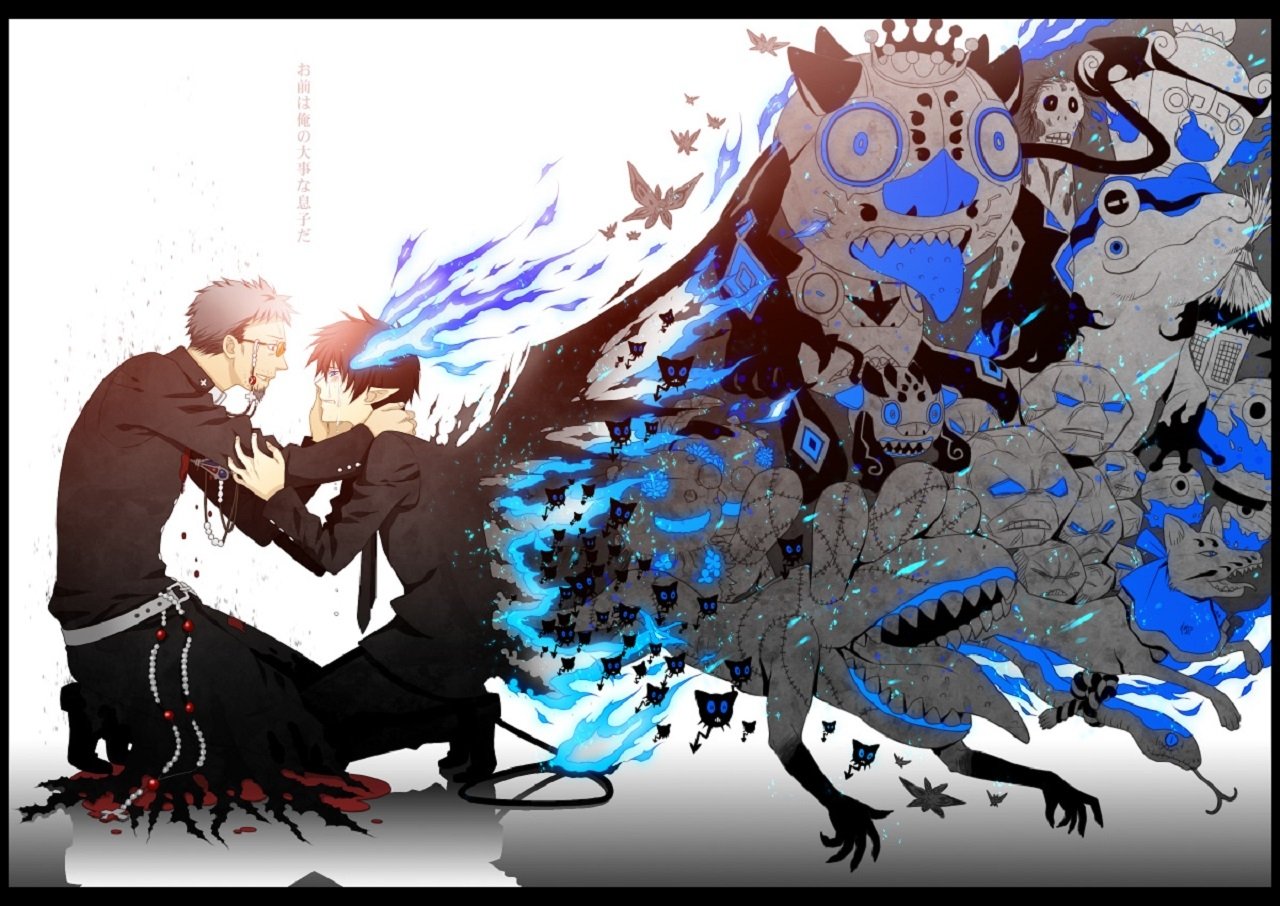 blue exorcist wallpaper,graphic design,art,illustration,modern art,cartoon