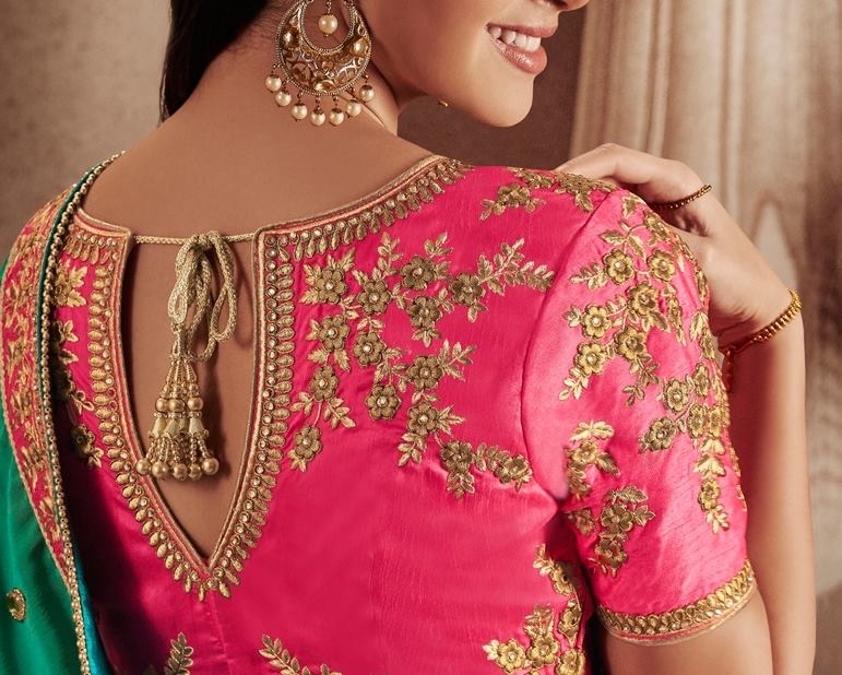 blouse neck designs photos wallpapers,clothing,pink,sari,magenta,embroidery
