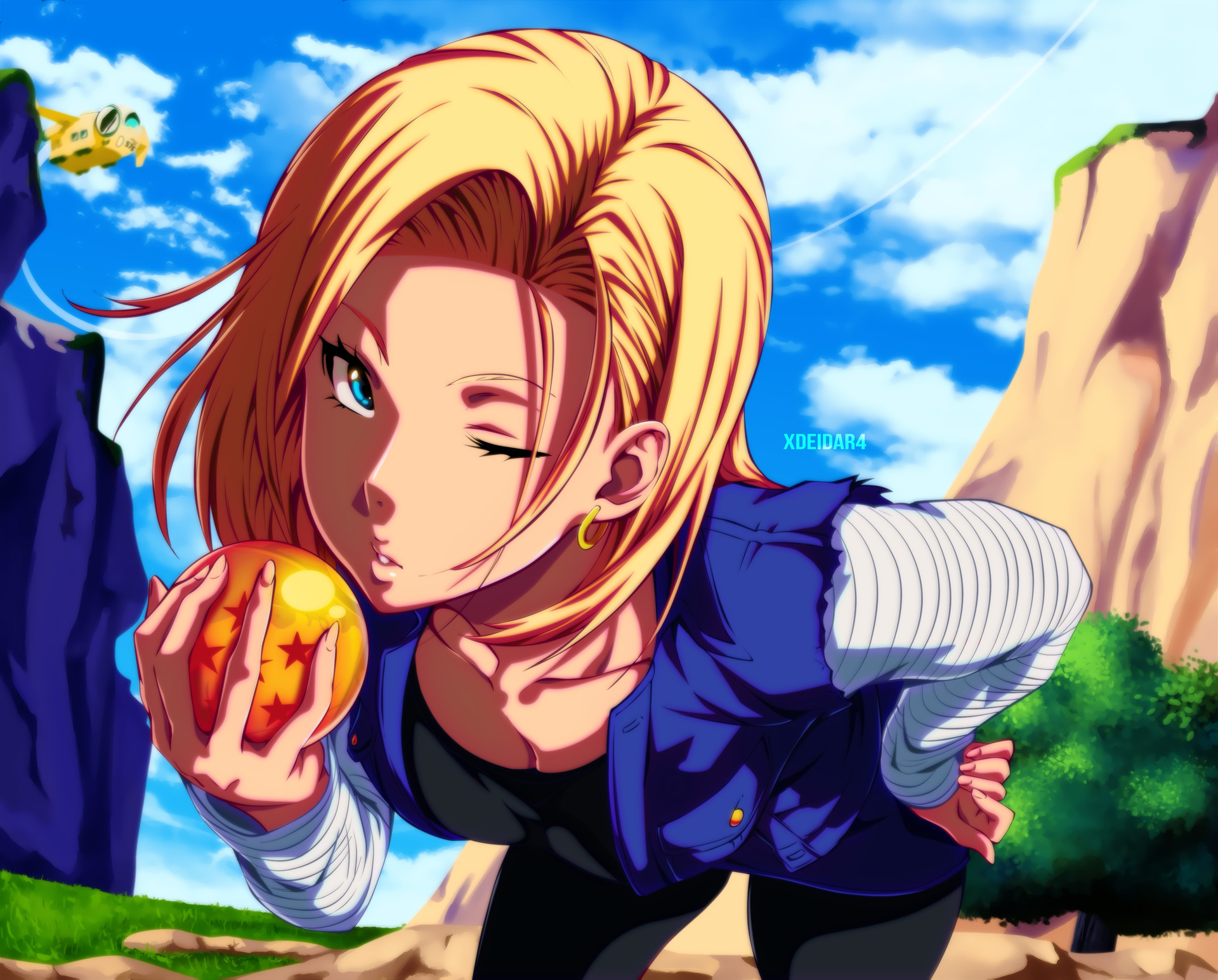 android 18壁紙,漫画,アニメ,アニメ,空,アニメーション