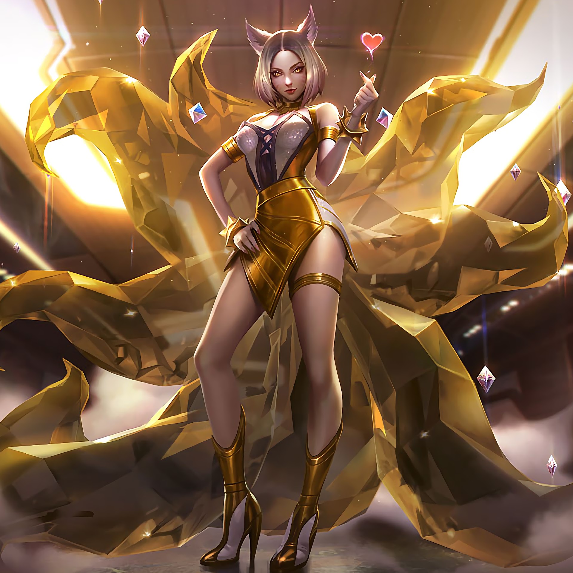 carta da parati ahri,cg artwork,personaggio fittizio,mitologia,illustrazione,anime