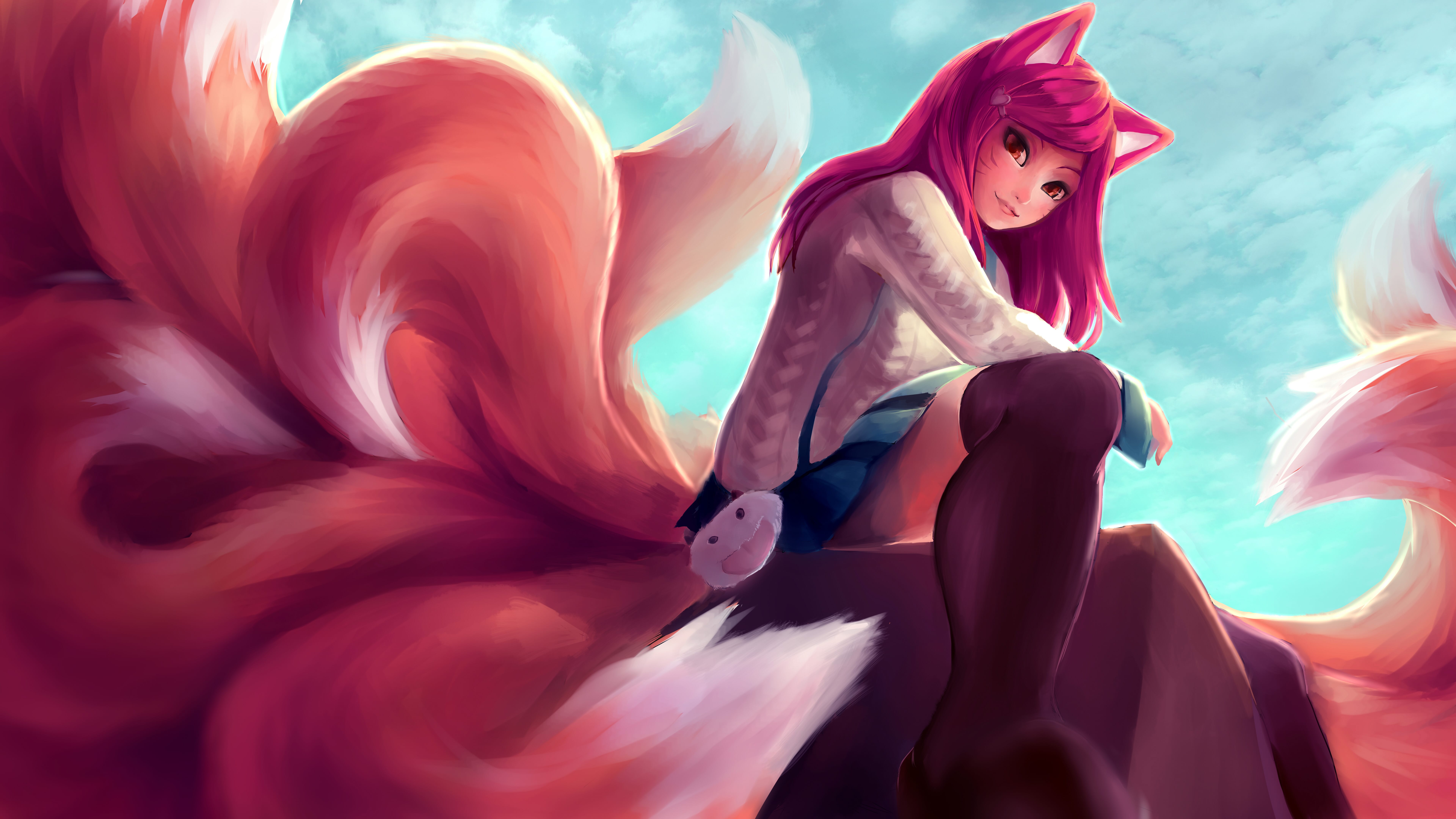 ahri wallpaper,cartoon,cg artwork,fictional character,anime,illustration