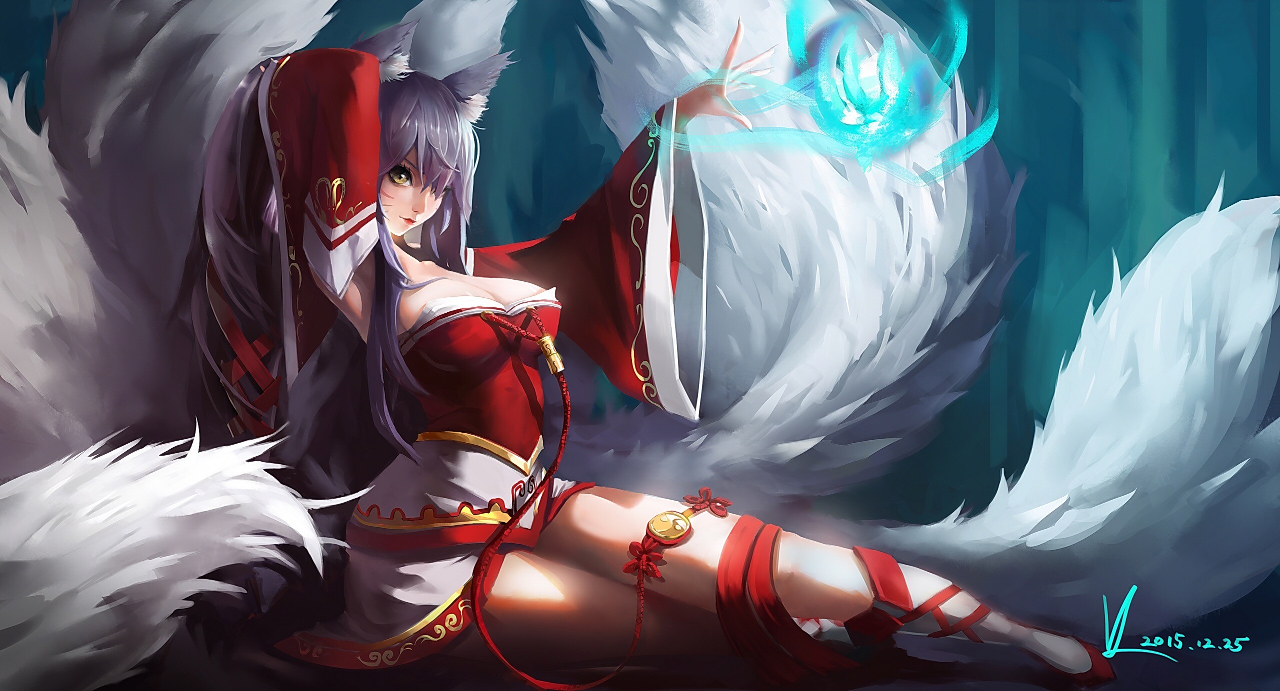 fond d'écran ahri,oeuvre de cg,anime,dessin animé,illustration,cheveux noirs