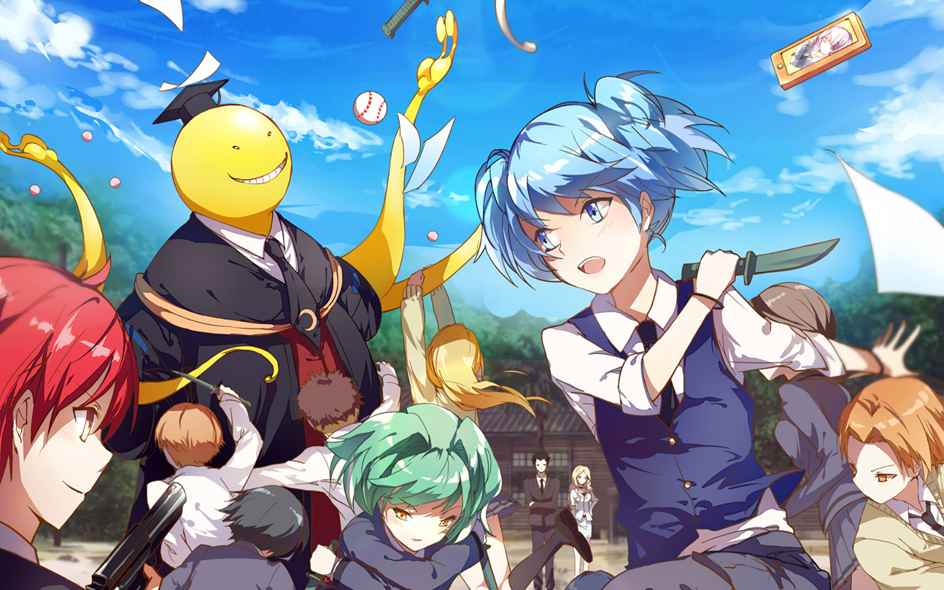 koro sensei wallpaper,cartoon,anime,cg artwork,illustration,animated cartoon