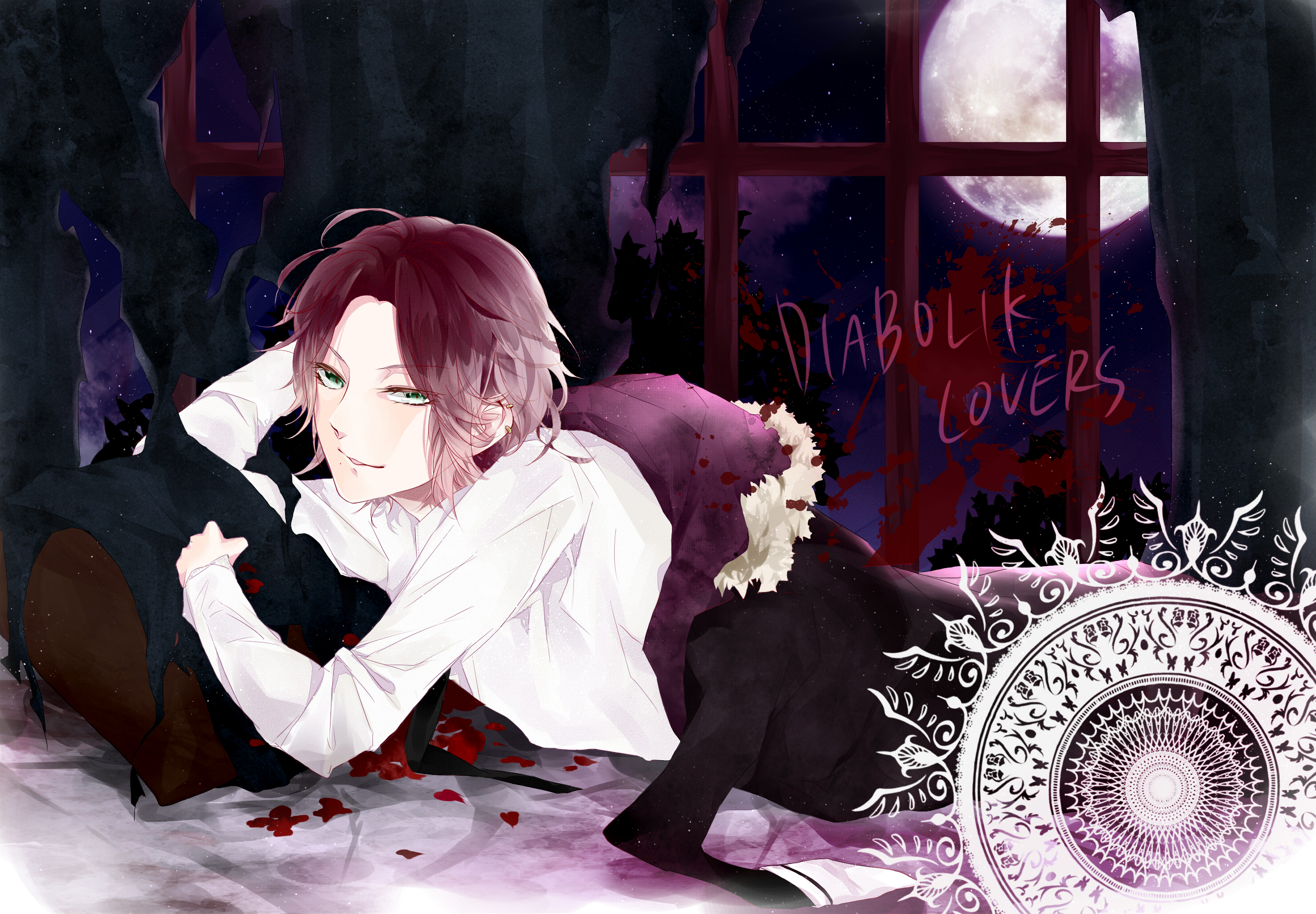 diabolik lovers wallpaper,cartoon,purple,black hair,violet,anime