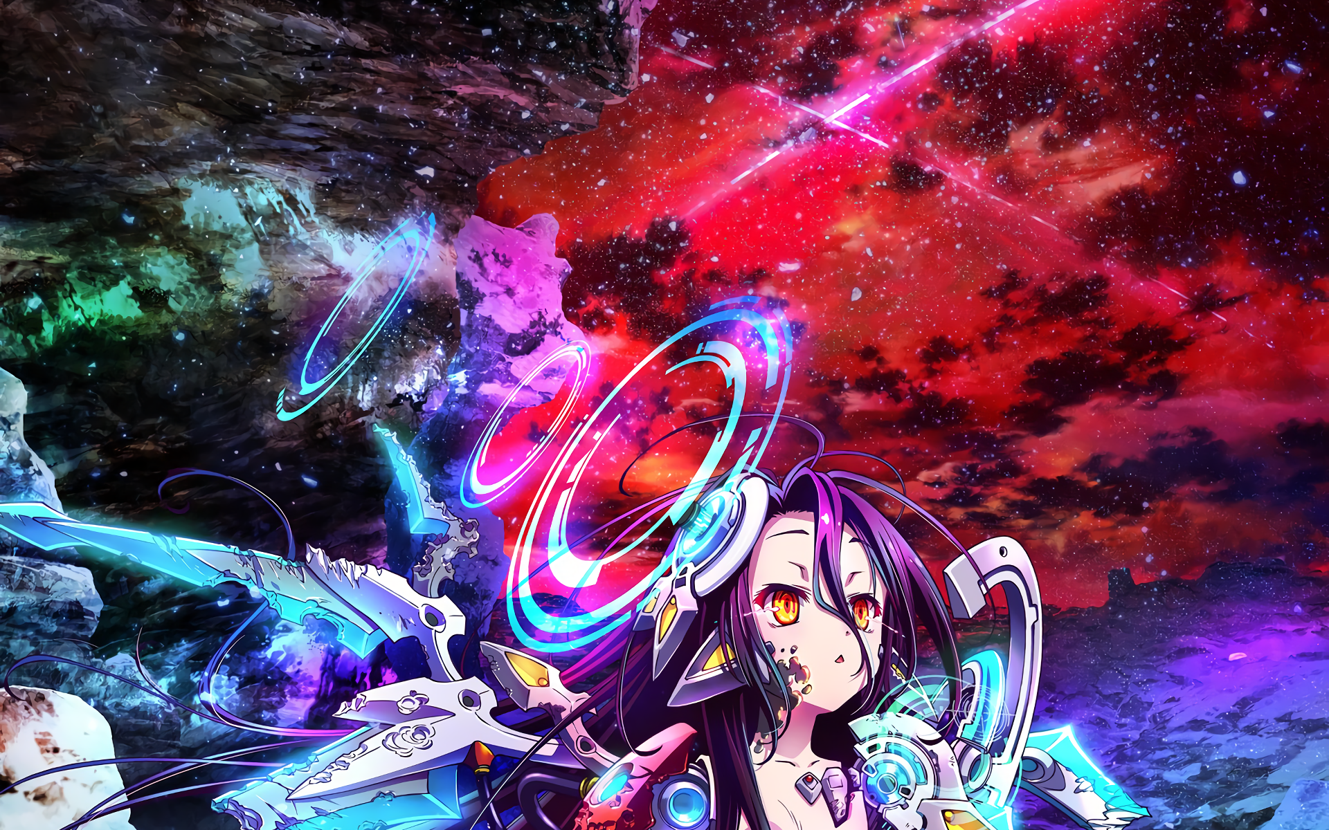 no game no life wallpaper,graphic design,cg artwork,space,anime,sky