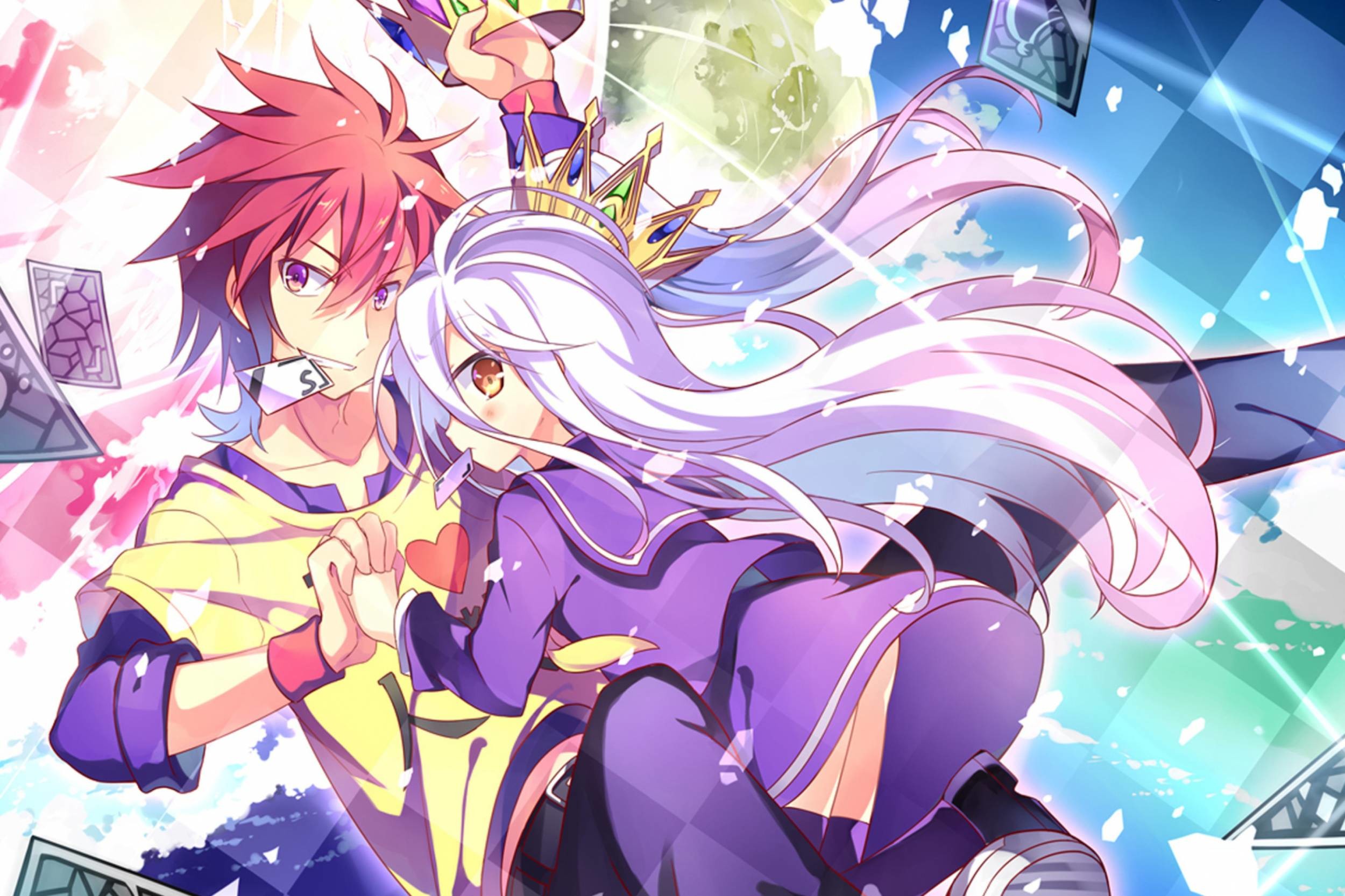 no game no life wallpaper,cartoon,anime,cg artwork,sky,long hair