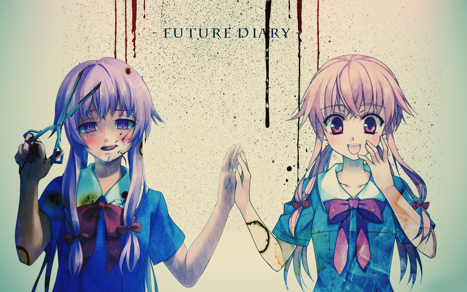 mirai nikki wallpaper,karikatur,anime,mund,illustration,cg kunstwerk